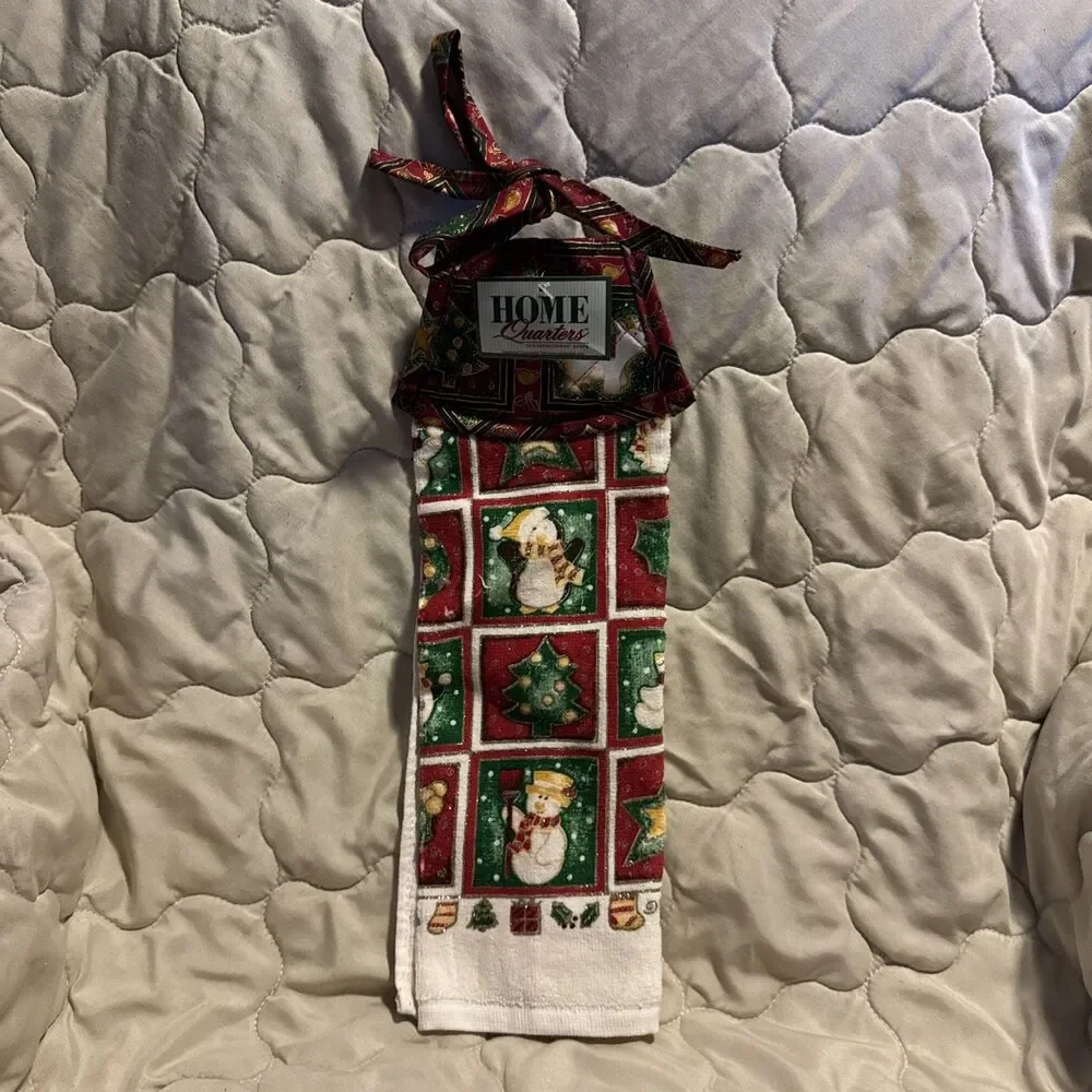 Vintage 80s Cecil Saydah Home Quarters Christmas All That Glitters Kitchen Towel